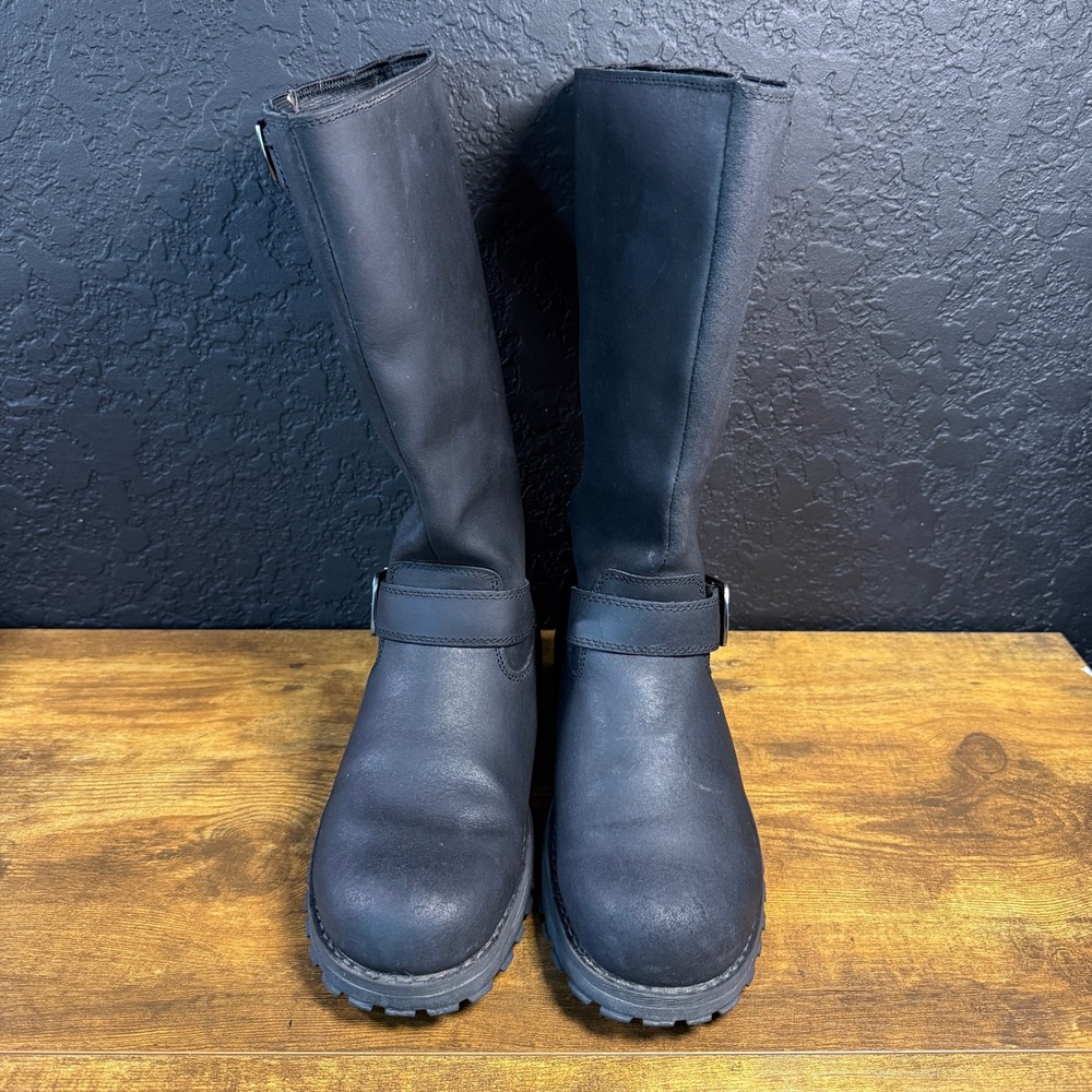 Skechers Engineer 46876 Black Leather Moto Boots Womens Size 8.5 - Picture 2 of 6